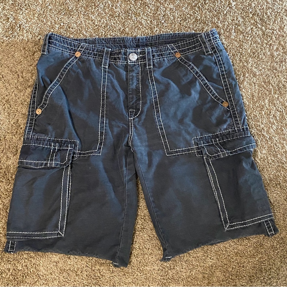 True Religion Charcoal Cargo Shorts